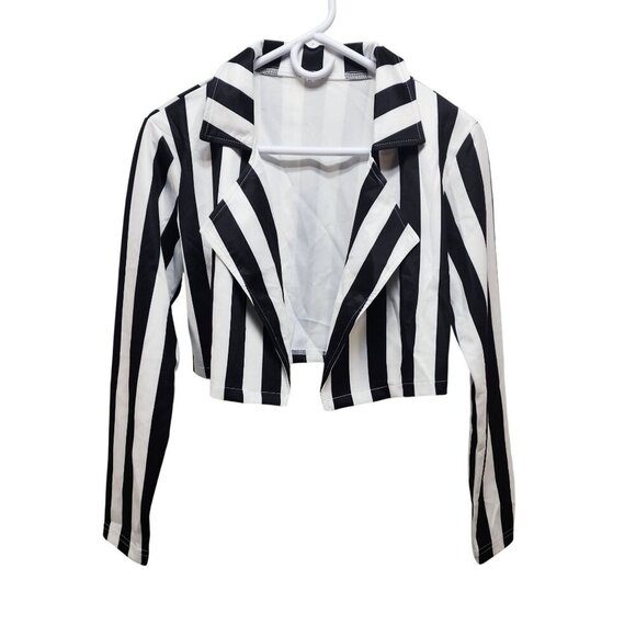 Womens Black & White Striped Two-Piece Set - Jacket & Pants Size L - Picture 4 of 6